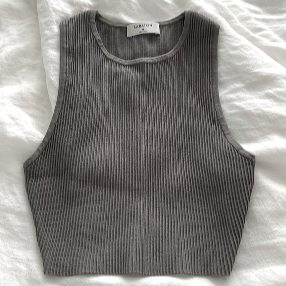 Babaton sculpt knit top in grey xs - Picture 1 of 1